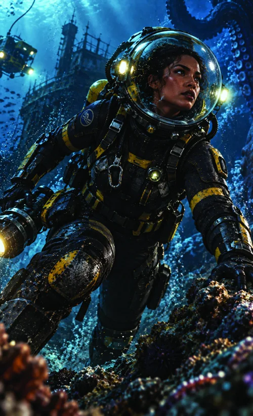 Deep-sea explorer character art